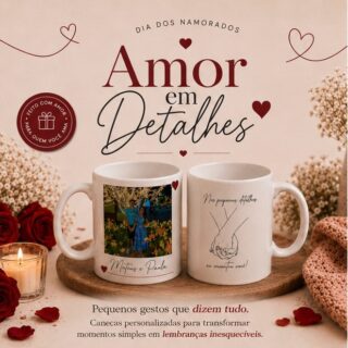✨ A campanha mais apaixonante do ano já começou! ✨

“Amor em Detalhes” chegou para transformar sentimentos em presentes inesquecíveis. ❤️☕

Porque o amor está nas pequenas coisas… Na mensagem especial, na foto favorita, no carinho de um presente pensado com o coração.

E neste Dia dos Namorados, nossas canecas personalizadas serão o jeito perfeito de eternizar momentos e surpreender quem você ama. 🥰

Garanta já o presente ideal para o seu amor! 💌

📍Encomendas abertas
🎁 Produção personalizada com muito carinho

#diadosnamorados #amoremdetalhes #canecaspersonalizadas #presentecriativo #papelariapersonalizada